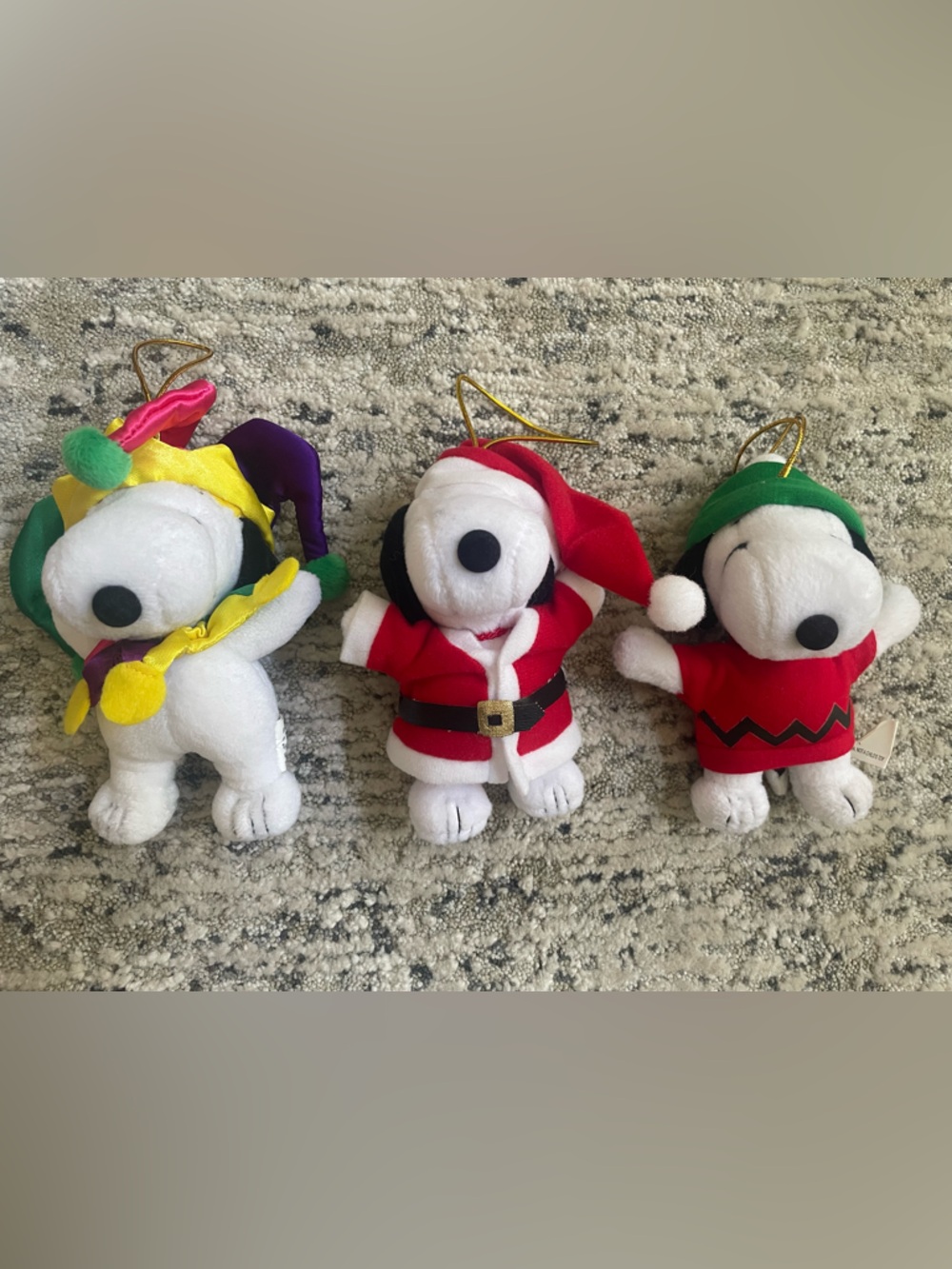 Adorable 🥰 80s Vintage Peanuts Snoopy Holiday Plush Ornament Trio